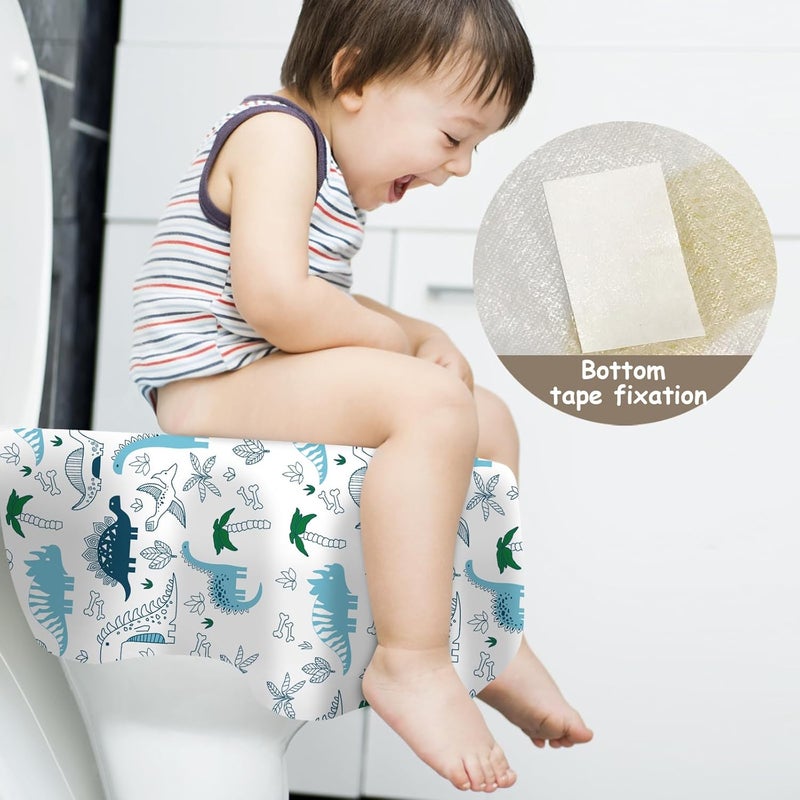 DEEKI Toilet Seat Covers Disposable, 40 Pcs XL Waterproof for Kids Adults, No-Slip Clean Safety Covers for Toddler Potty Training, Portable for Travel and Public Restrooms Toilets Airplane -Dinosaur - Image 5